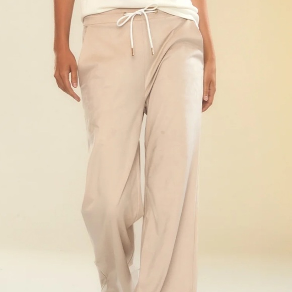 Women's Beige Drawstring Pants - Picture 1 of 3